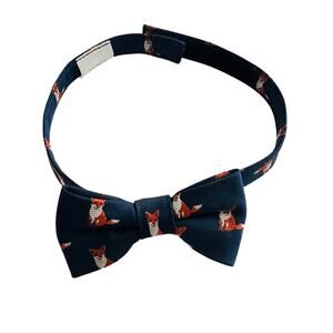 Janie and Jack fox print bow tie navy blue orange